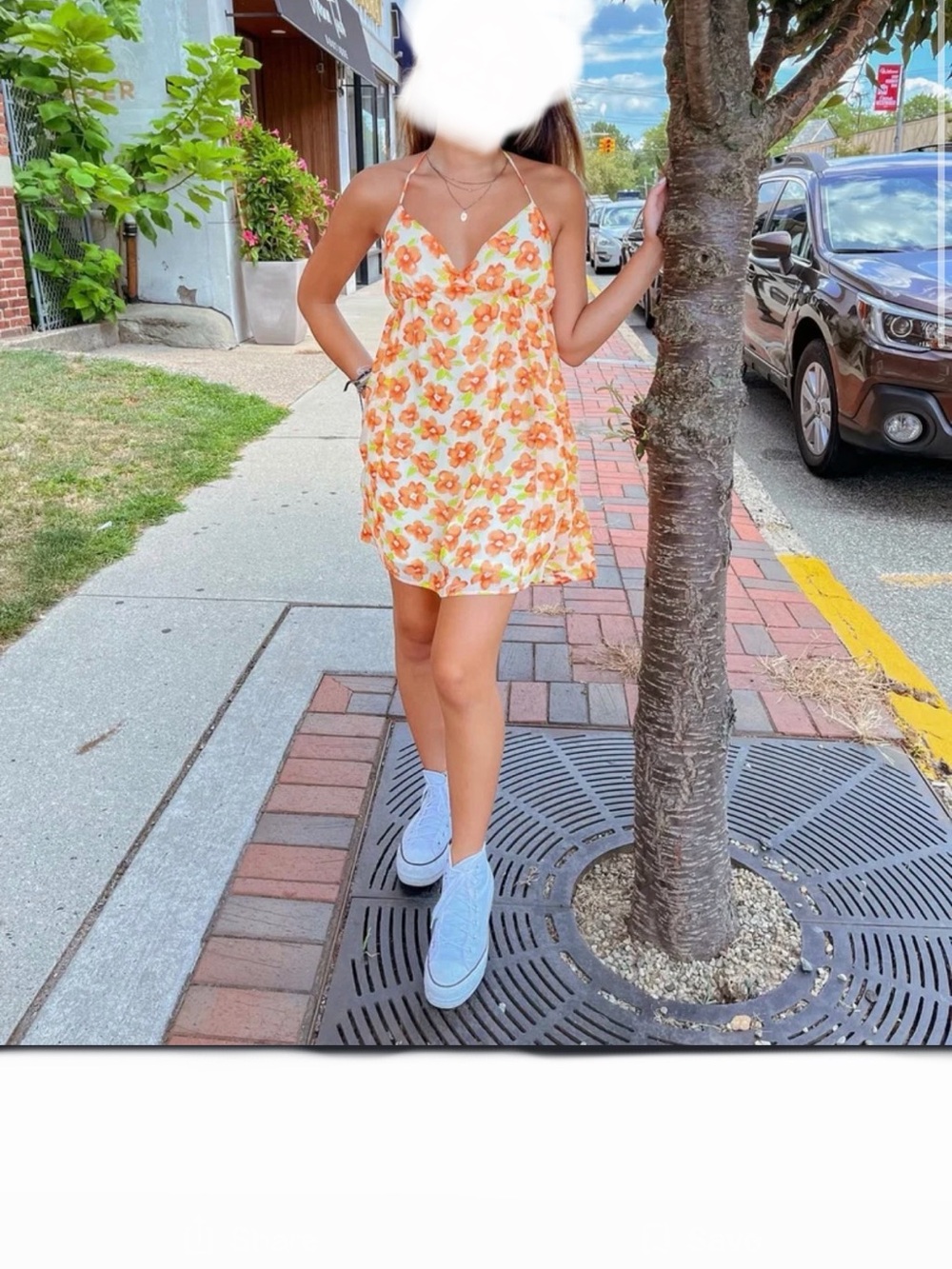 Le Lis NWT🏷️Tween Orange Floral🌸Halter Neck Mini Dress👗Sz L
